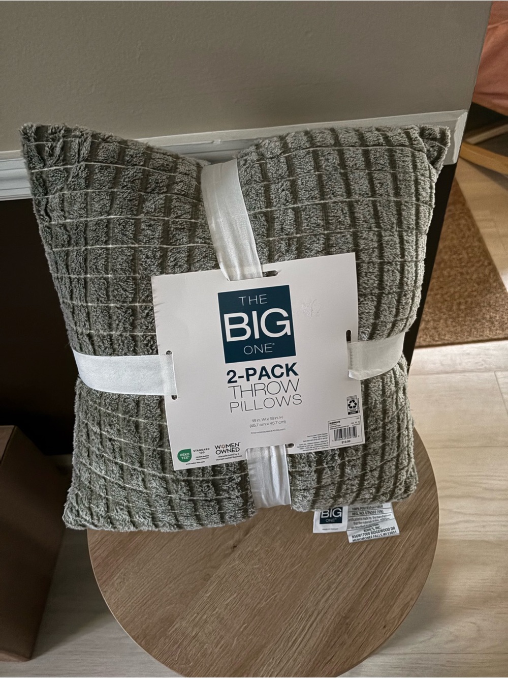The Big One Gray 2-Pack Waffle-Texture Throw Pillows